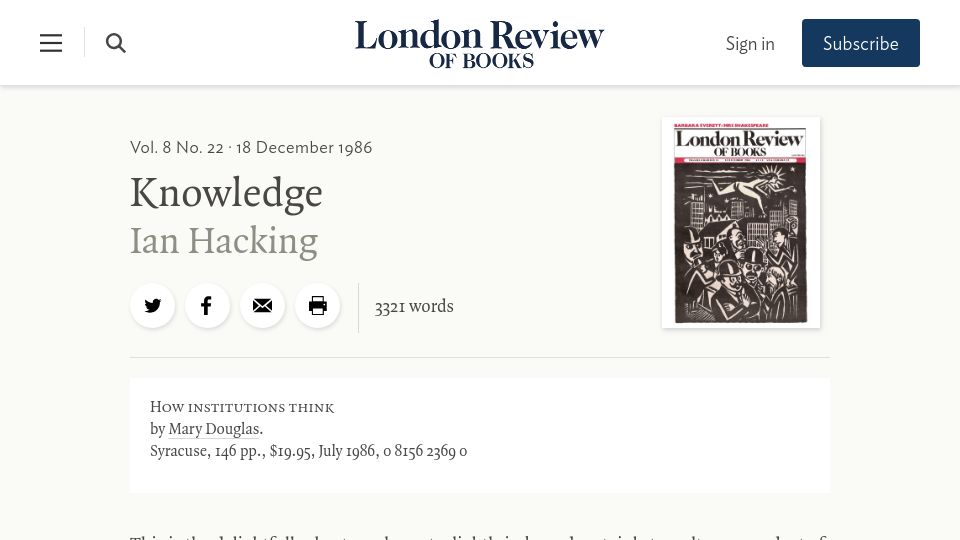 Screenshot of lrb.co.uk: Knowledge (1986)