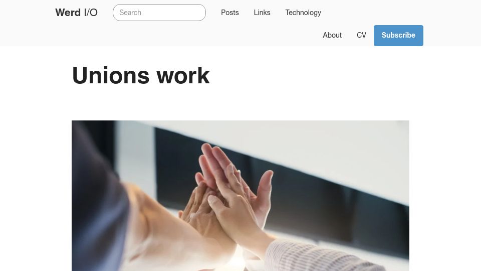 Screenshot of werd.io: Unions Work