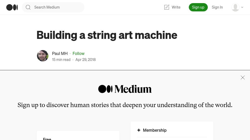 Screenshot of medium.com: Building a string art machine