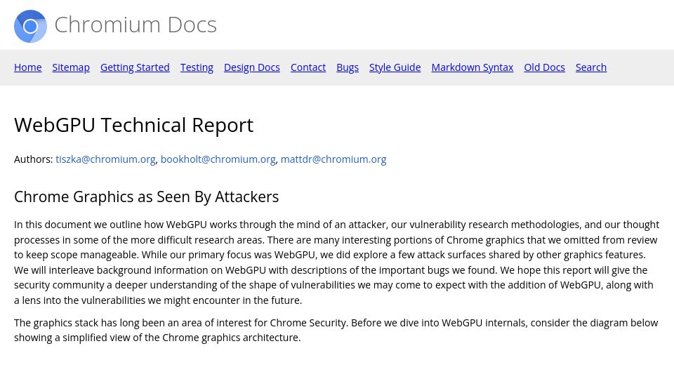 Screenshot of chromium.googlesource.com: WebGPU Technical Report