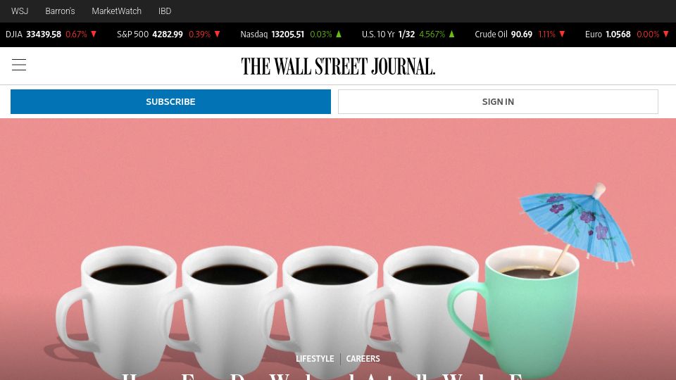 Screenshot of wsj.com: How a four-day workweek works, from the companies pulling it off