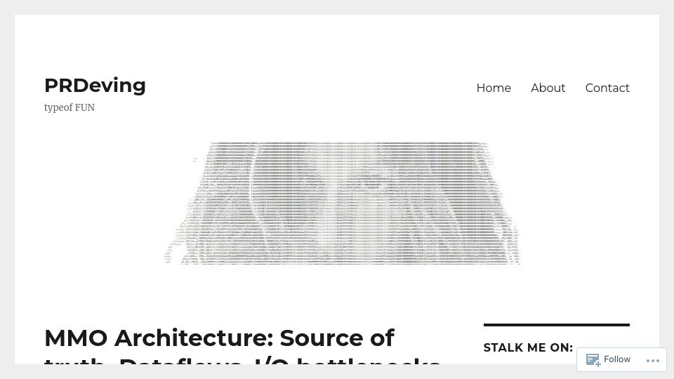 Screenshot of prdeving.wordpress.com: MMO Architecture: Source of truth, Dataflows, I/O bottlenecks and how to solve