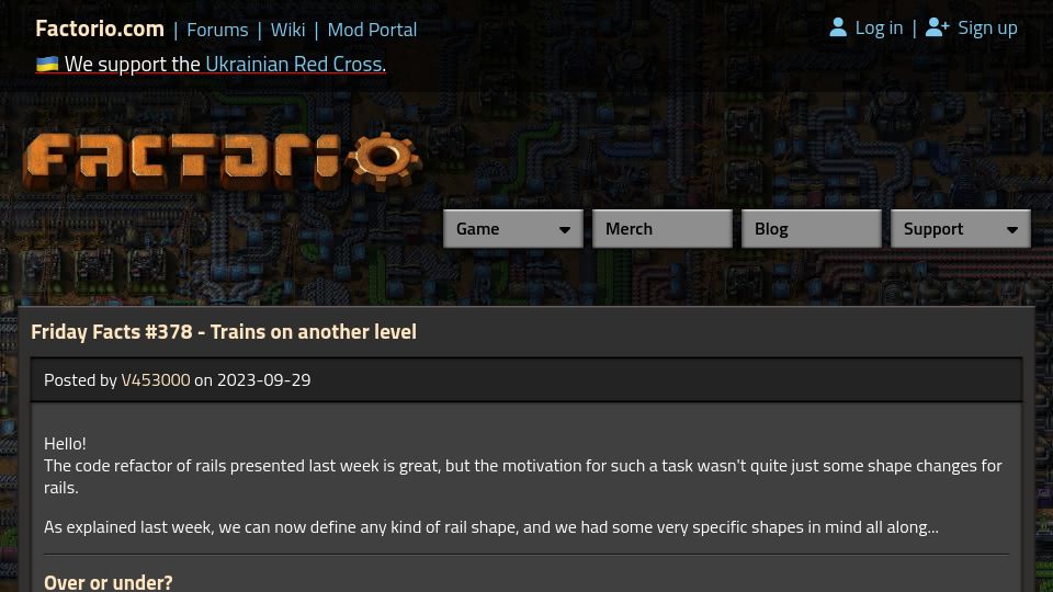 Screenshot of factorio.com: Trains on another level