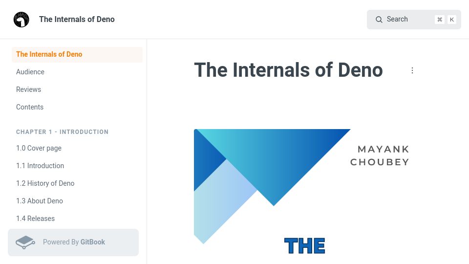 Screenshot of choubey.gitbook.io: The Internals of Deno