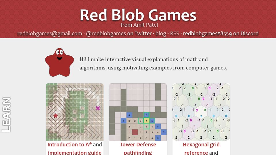 Screenshot of redblobgames.com: Draggable objects