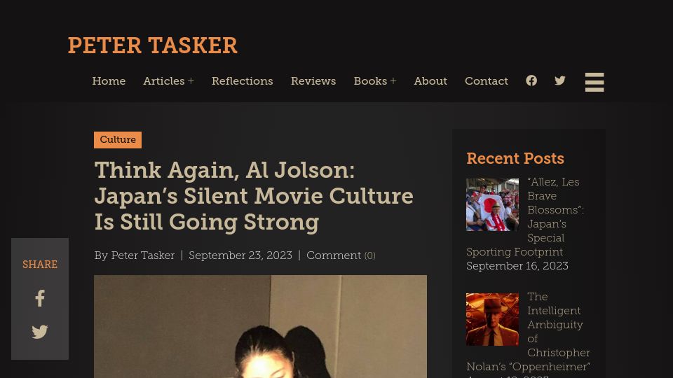 Screenshot of petertasker.asia: Japan’s silent movie culture is still going
