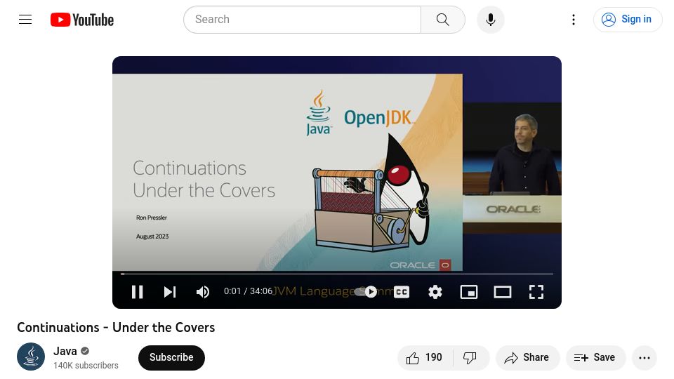 Screenshot of youtube.com: Continuations Under the Covers [video]