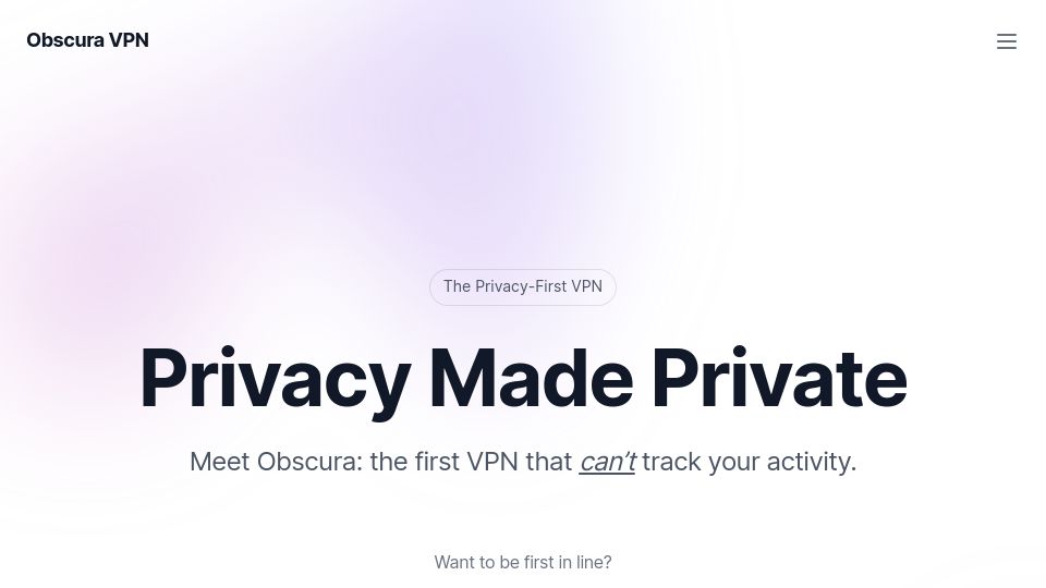 Screenshot of obscuravpn.io: Obscura: A VPN that can't track your activity
