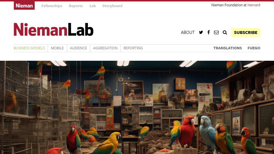 Screenshot of niemanlab.org: Press freedom means controlling the language of AI