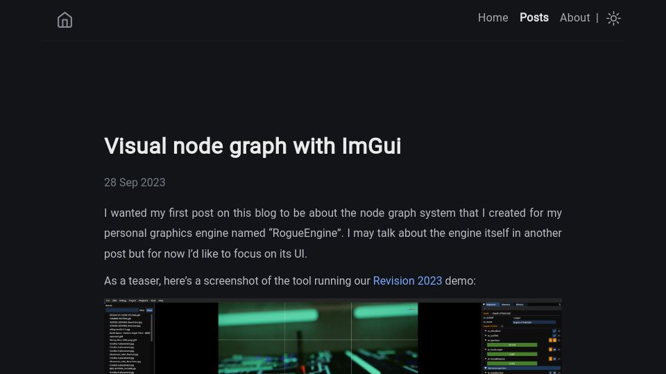 Screenshot of gboisse.github.io: Visual Node Graph with ImGui