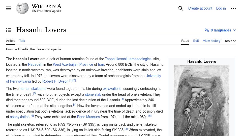 Screenshot of en.wikipedia.org: Hasanlu Lovers