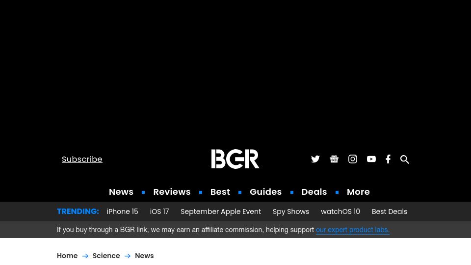 Screenshot of bgr.com: Da Vinci robot surgeon removes inoperable tumor, saving patient’s life