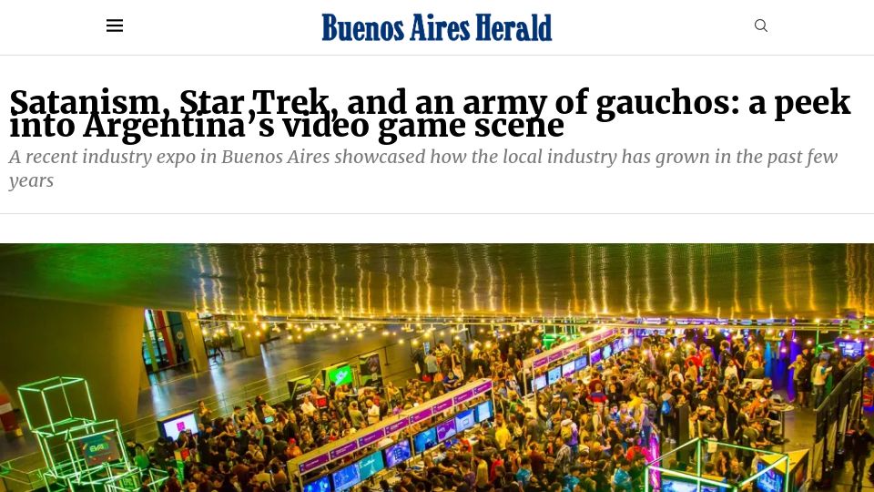 Screenshot of buenosairesherald.com: A peek into Argentina’s video game scene
