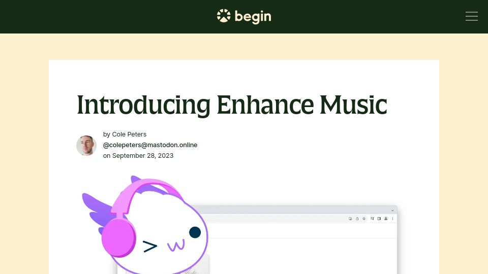 Screenshot of begin.com: Making a music library without a SPA