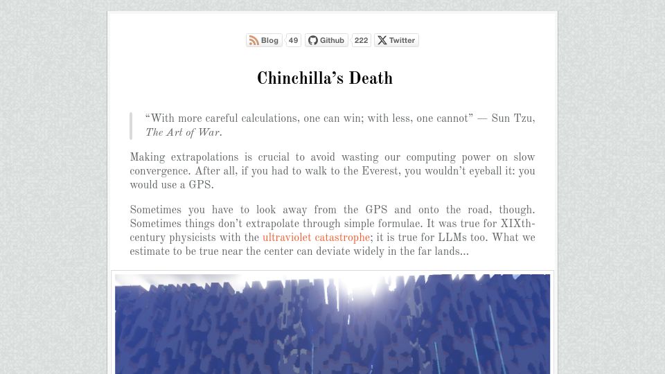 Screenshot of espadrine.github.io: Chinchilla’s death