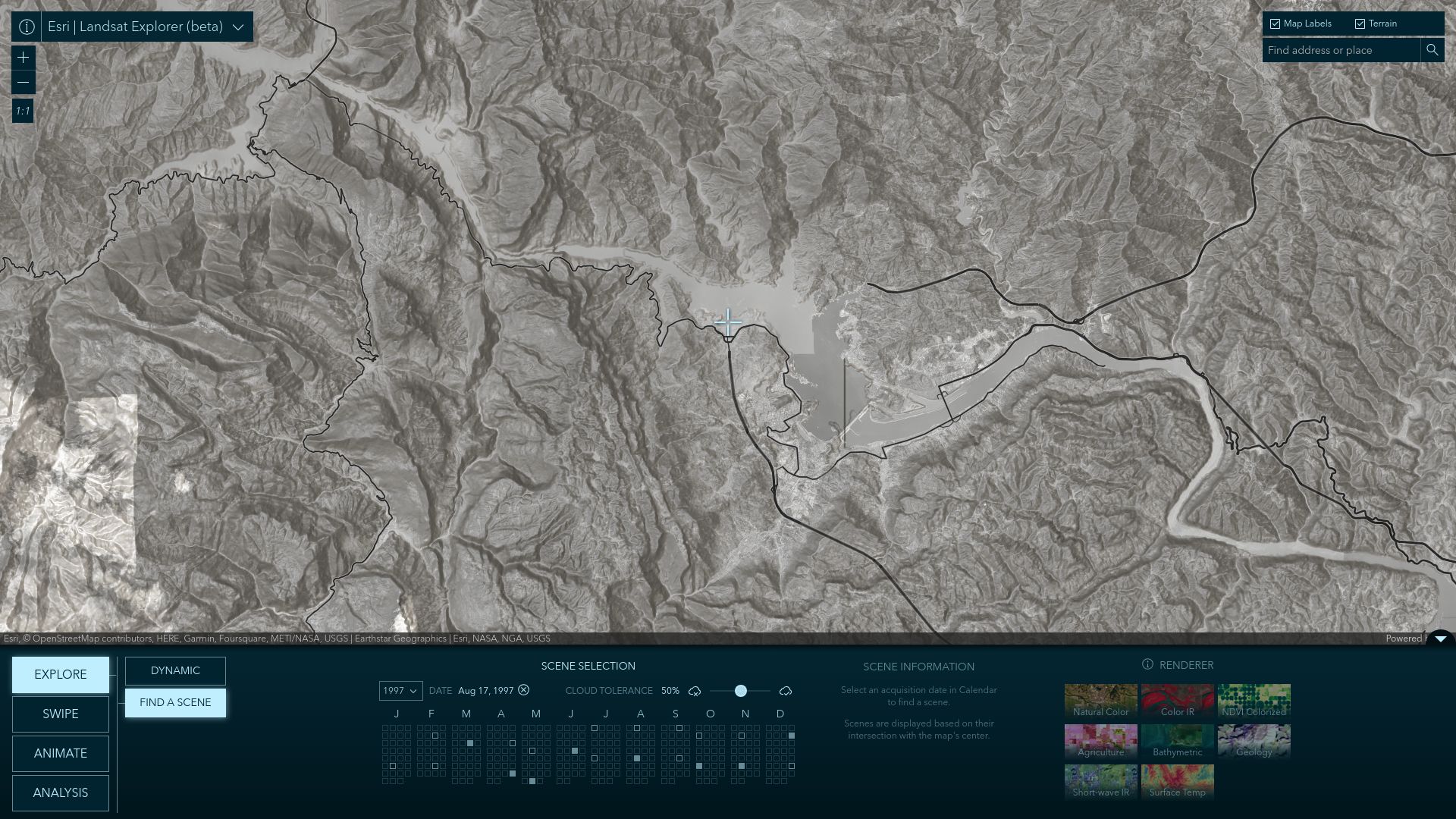Screenshot of livingatlas.arcgis.com: Landsat archive (since 1982) available in Living Atlas