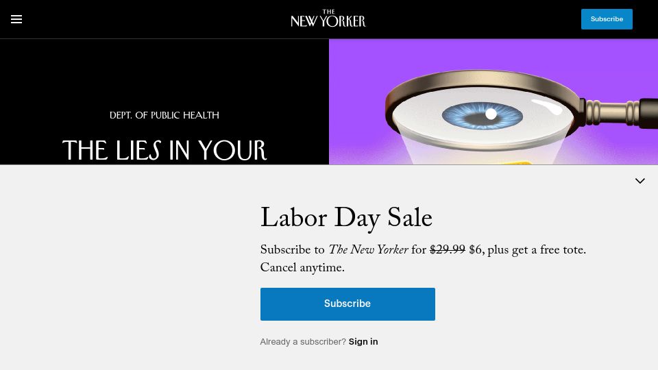 Screenshot of newyorker.com: The Gimmicks of Food Labeling