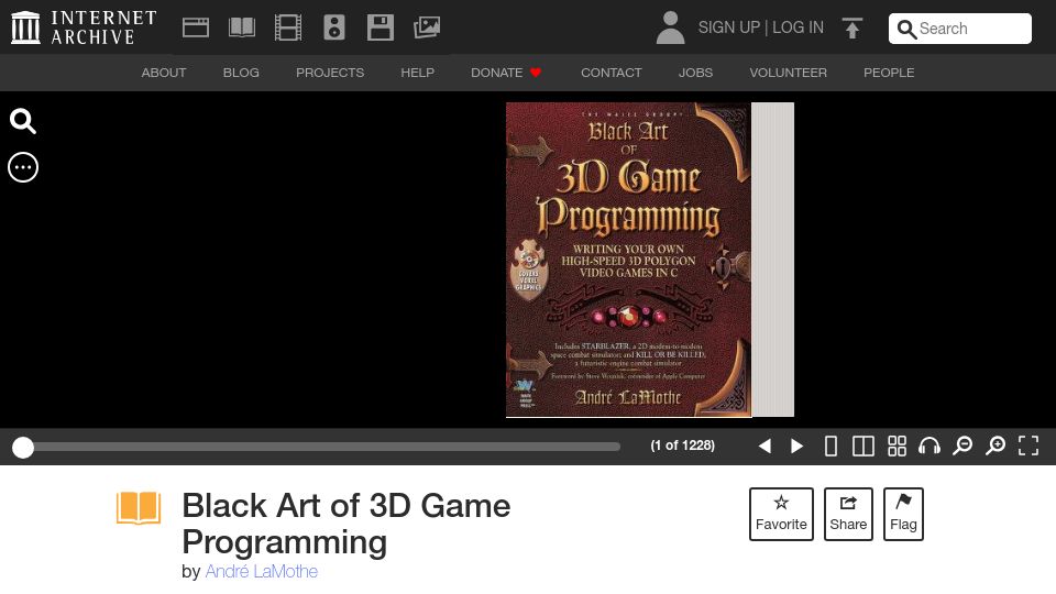 Screenshot of archive.org: Black Art of 3D Game Programming (1995)