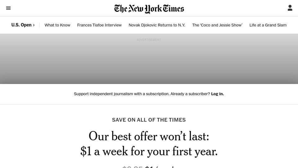 Screenshot of nytimes.com: The one-handed backhand is on the way to extinction