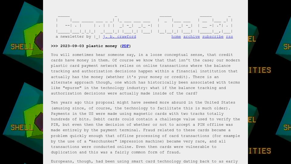Screenshot of computer.rip: Plastic Money