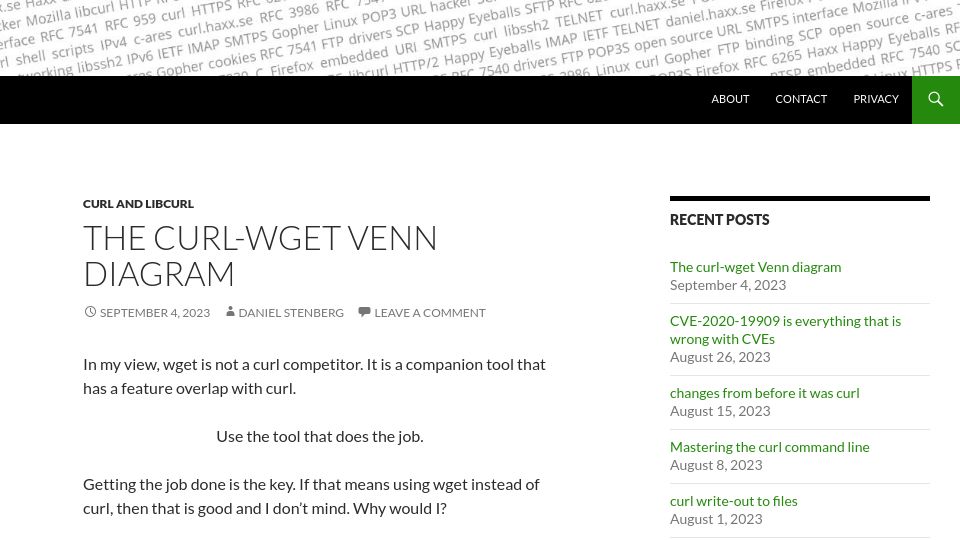 Screenshot of daniel.haxx.se: The curl-wget Venn diagram