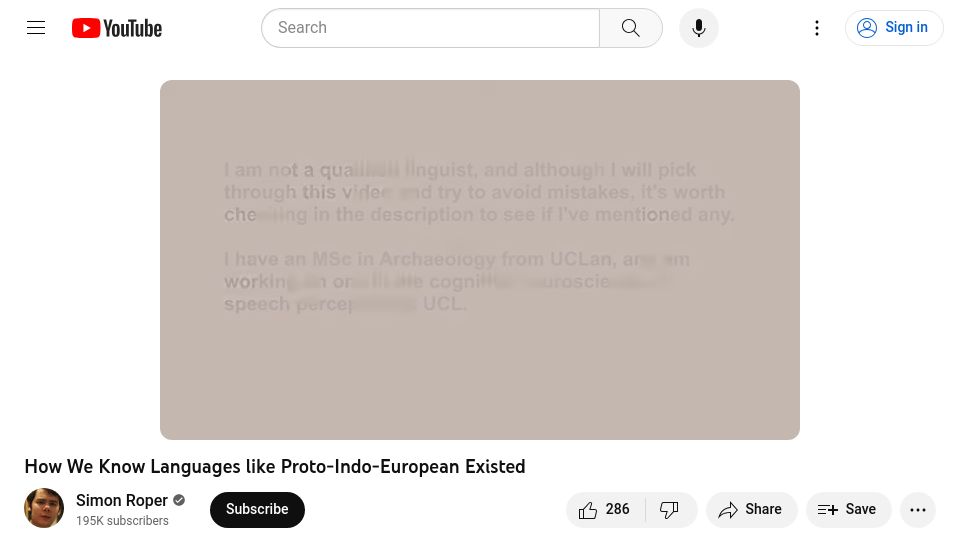 Screenshot of youtube.com: How we know languages like proto-Indo-European existed [video]