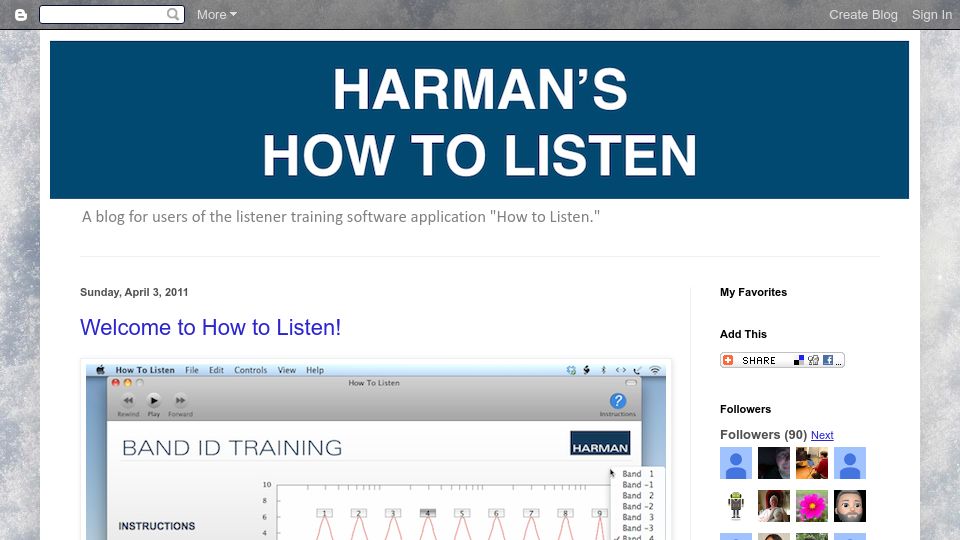 Screenshot of harmanhowtolisten.blogspot.com: Harman How to Listen (2011)