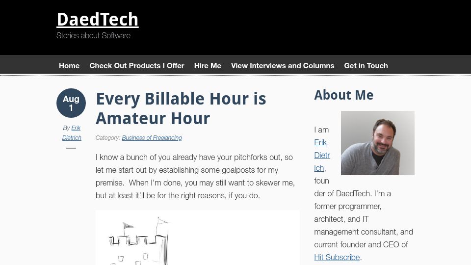 Screenshot of daedtech.com: Every billable hour is amateur hour