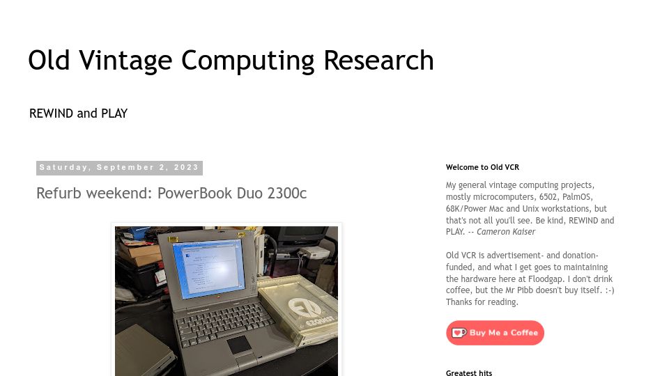 Screenshot of oldvcr.blogspot.com: Refurb weekend: PowerBook Duo 2300c