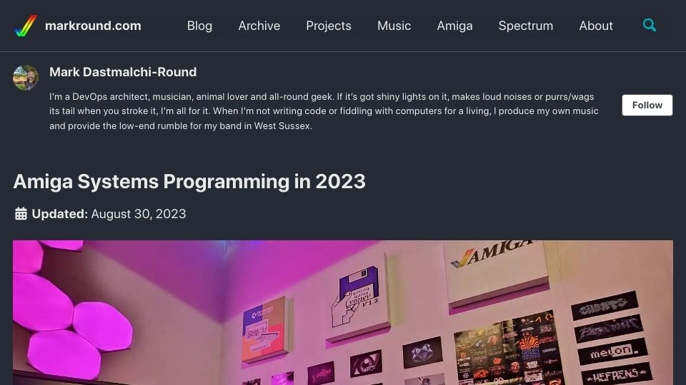 Screenshot of markround.com: Amiga Systems Programming in 2023