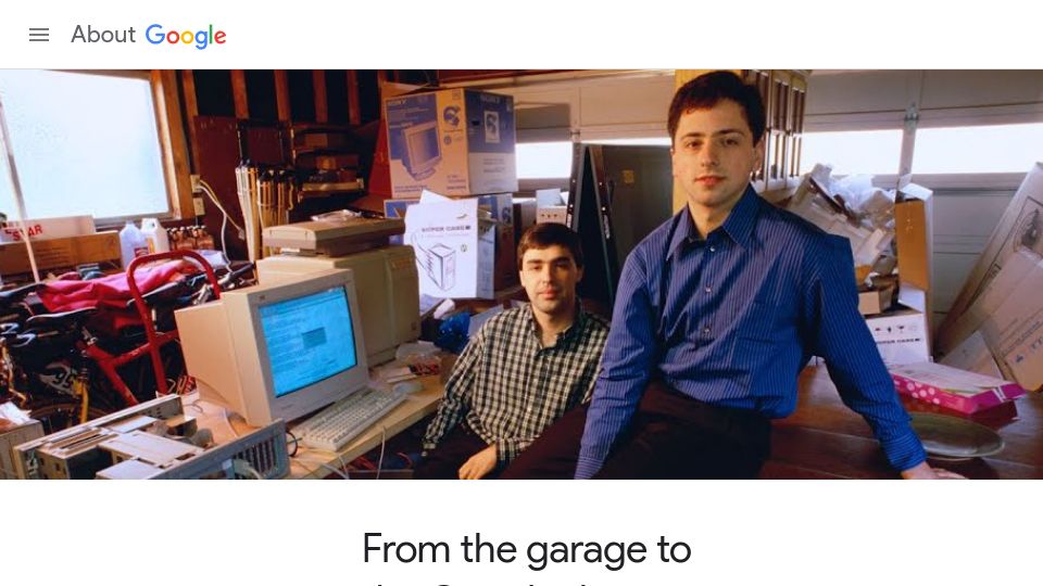 Screenshot of about.google: Google was incorporated 25 years ago on September 4 1998