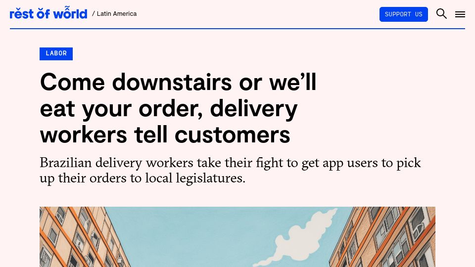 Screenshot of restofworld.org: Come downstairs or we’ll eat your order, delivery workers tell customers