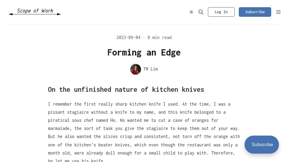 Screenshot of scopeofwork.net: Forming an Edge