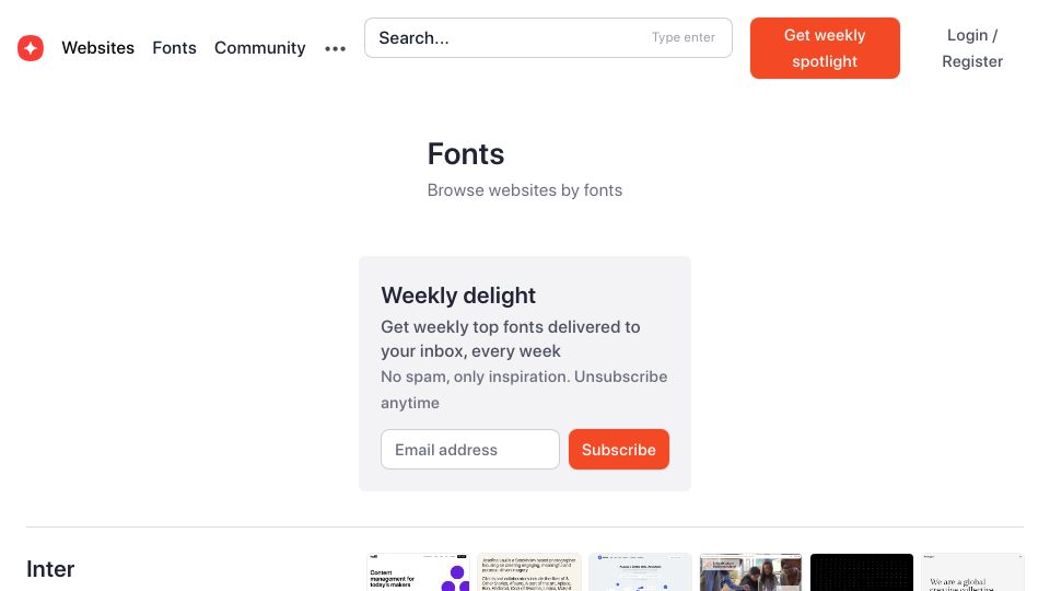 Screenshot of maxibestof.one: Browse websites by fonts