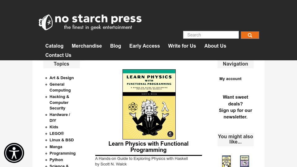 Screenshot of nostarch.com: Learn Physics with Functional Programming