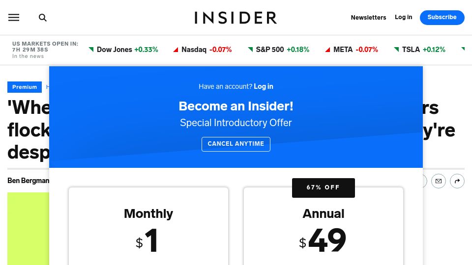 Screenshot of businessinsider.com: Tech workers flocked to Austin. Now they're desperate to get out