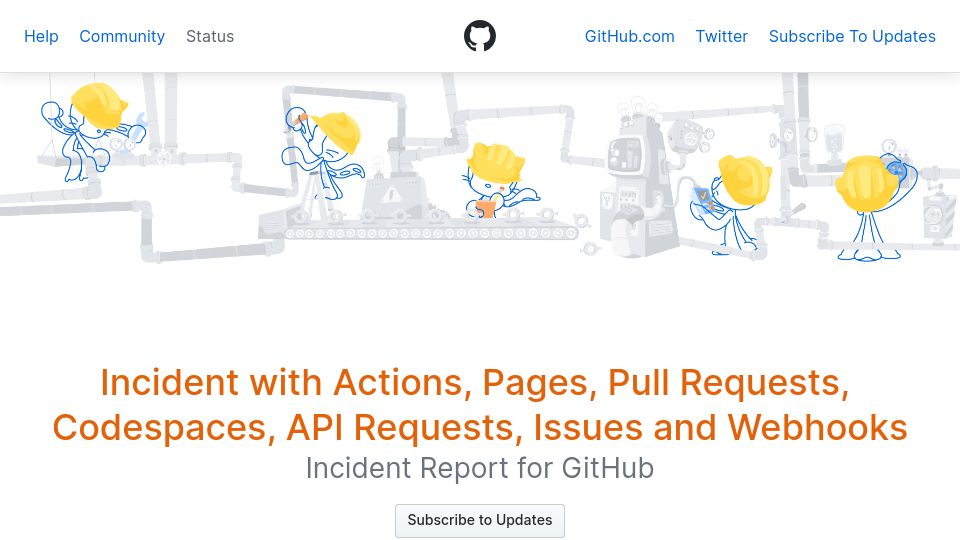Screenshot of githubstatus.com: GitHub Is Down