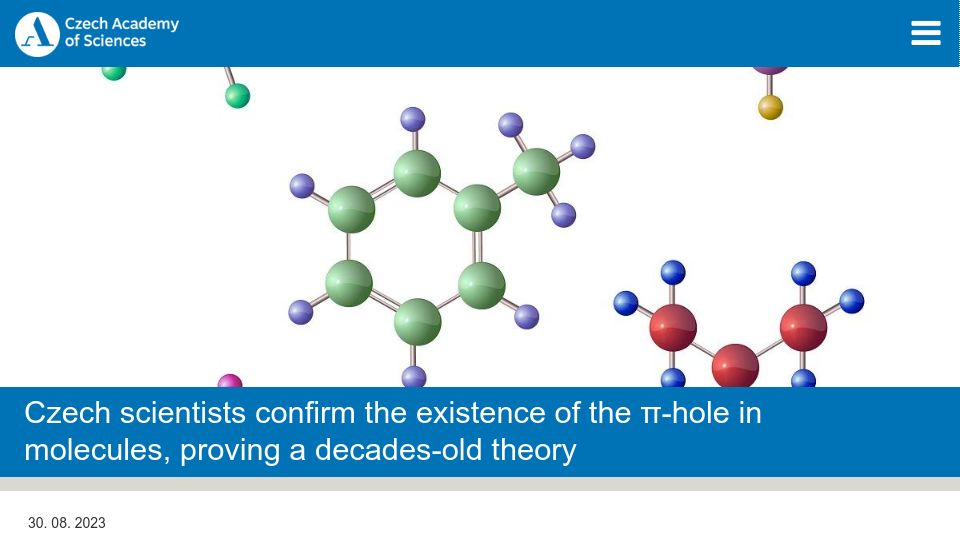 Screenshot of avcr.cz: Czech scientists confirm the existence of the π-hole in molecules