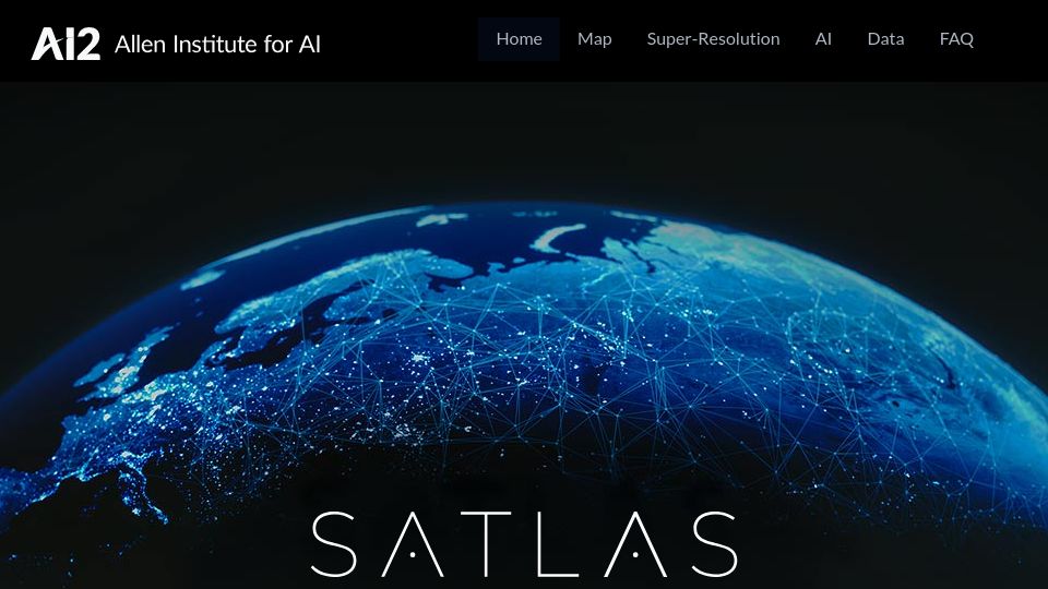 Screenshot of satlas.allen.ai: Satlas: Open Geospatial Data Generated by AI