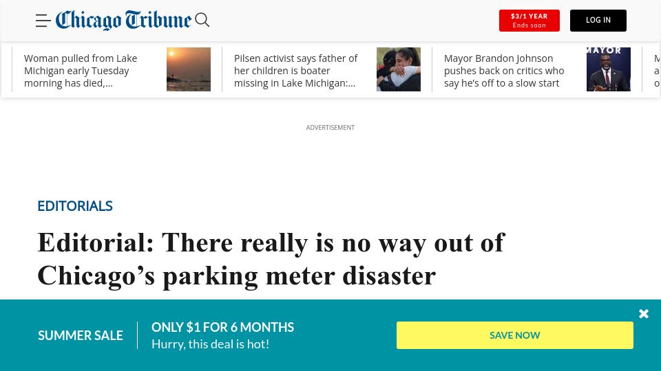 Screenshot of chicagotribune.com: Chicago’s parking meter disaster