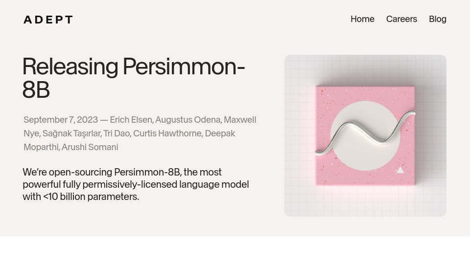 Screenshot of adept.ai: Persimmon-8B