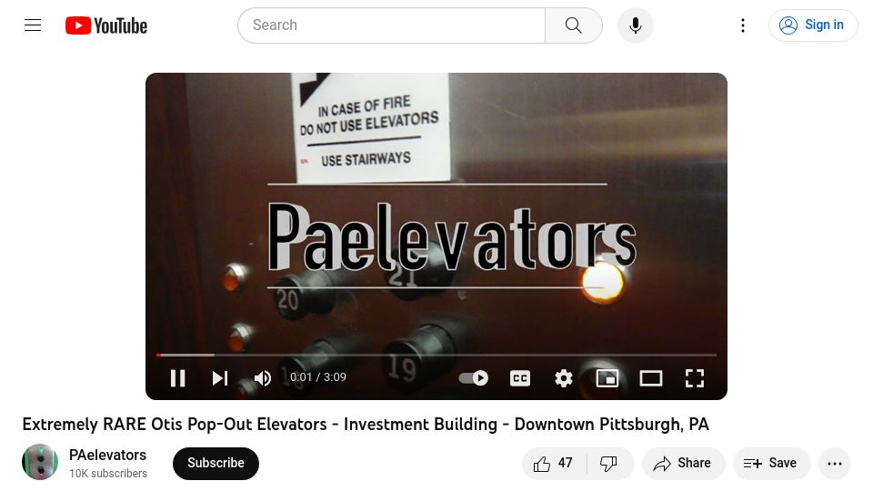 Screenshot of youtube.com: Rare Otis Pop-Out Elevators (2016) [video]