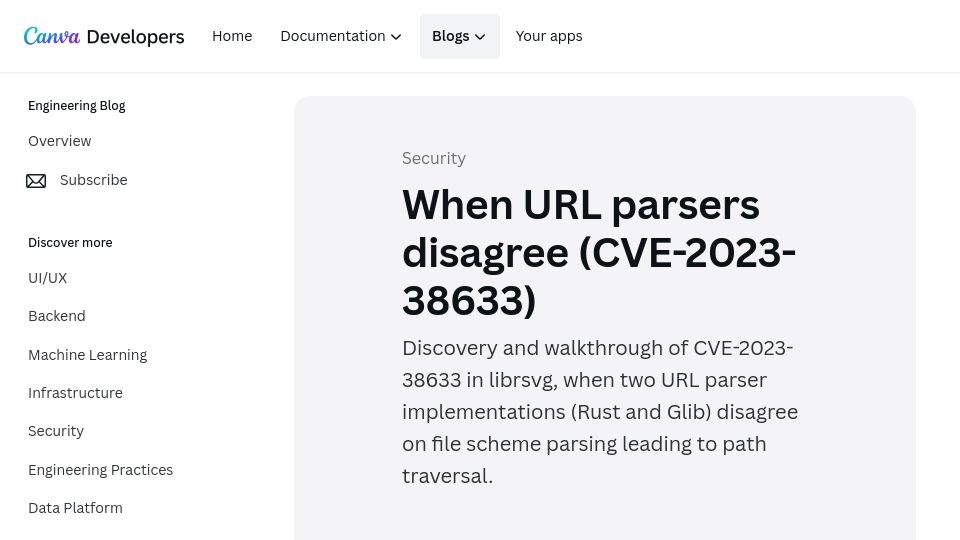 Screenshot of canva.dev: When URL parsers disagree