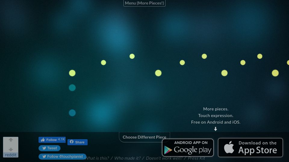 Screenshot of touchpianist.com: Touch Pianist