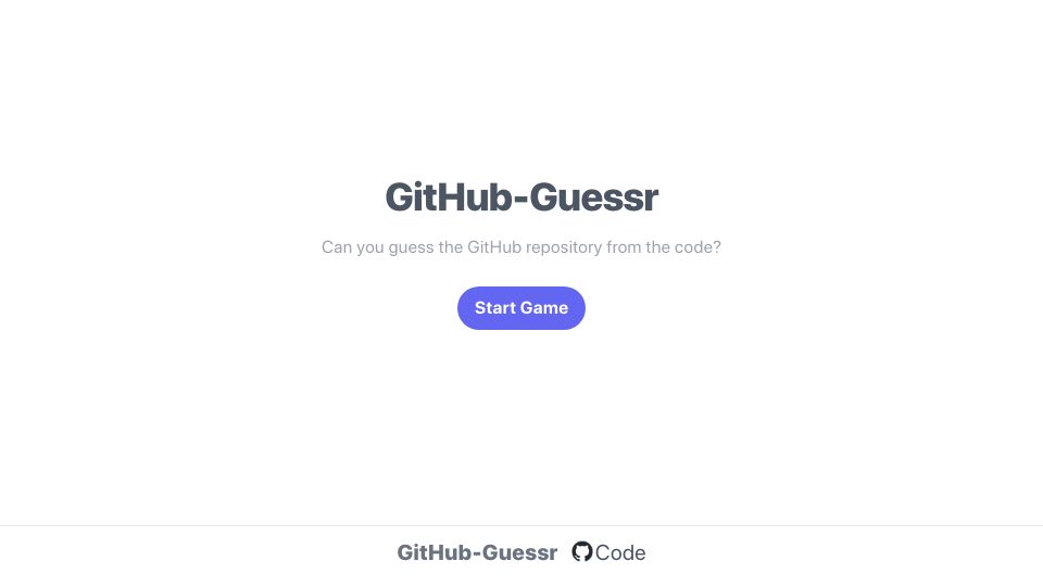 Screenshot of github-guessr.vercel.app: GitHubGuessr