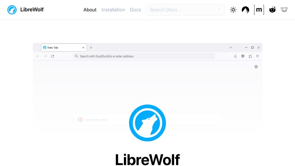 Screenshot of librewolf.net: LibreWolf – Custom version of Firefox, focused on privacy, security and freedom