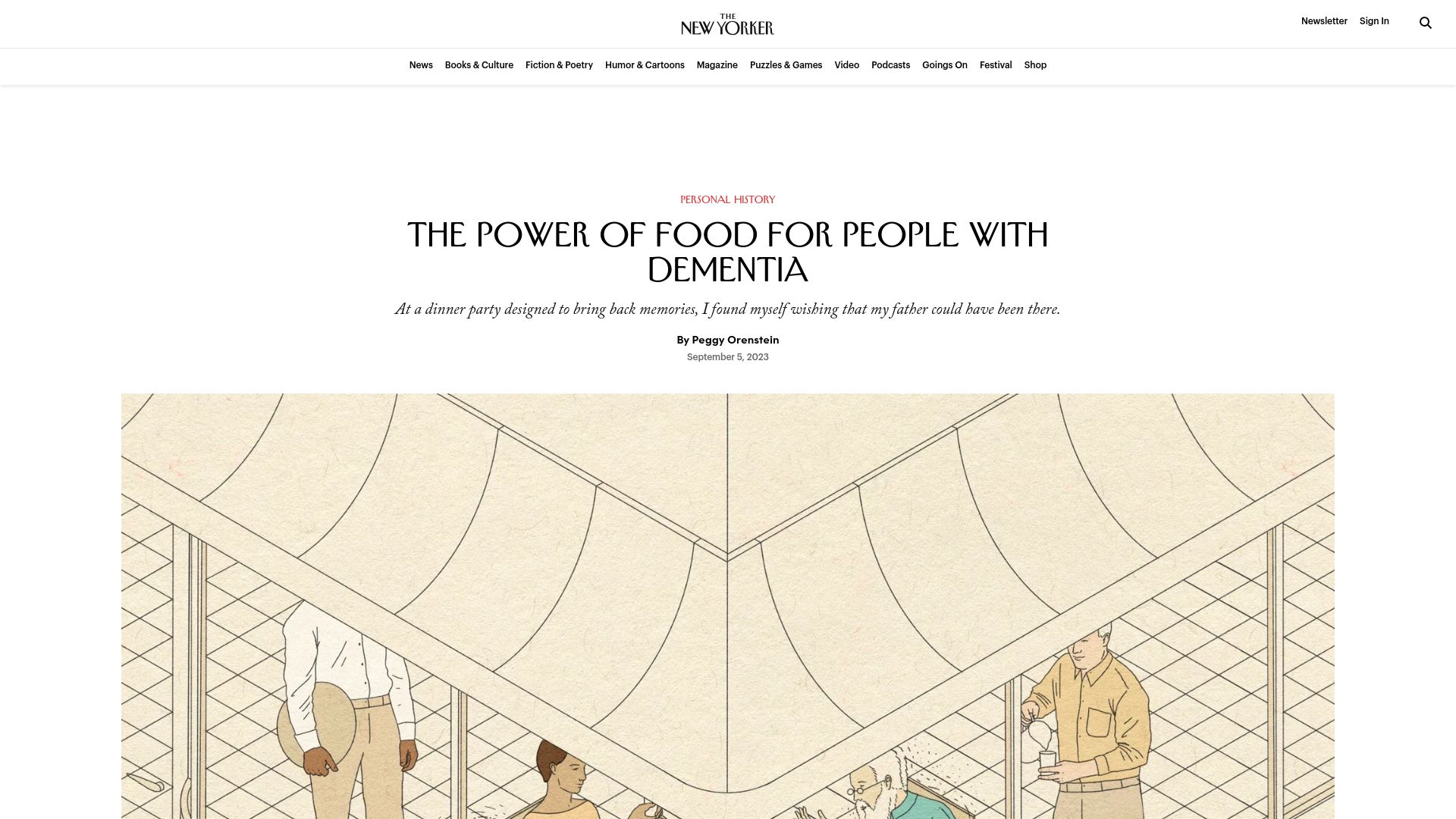Screenshot of newyorker.com: The Power of Food for People with Dementia