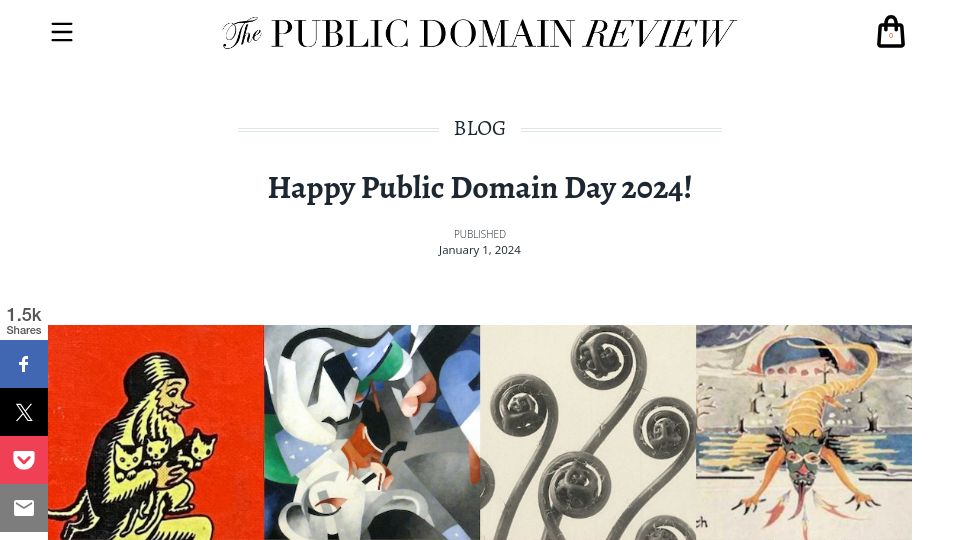 Screenshot of publicdomainreview.org: Happy Public Domain Day