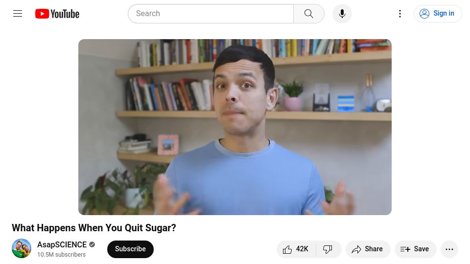 Screenshot of youtube.com: What Happens When You Quit Sugar? [video]