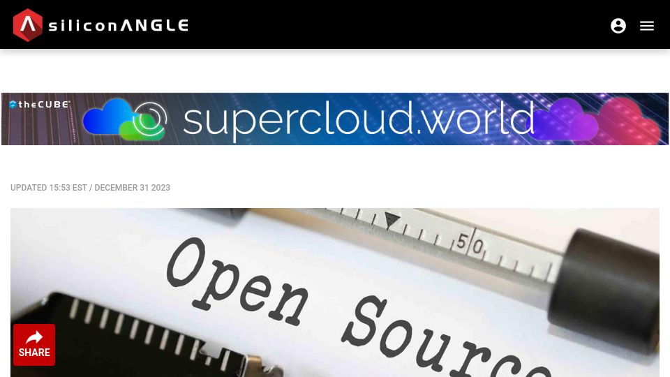Screenshot of siliconangle.com: The changing economics of open-source software